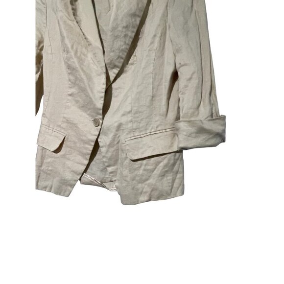Papaya Ya Ramie Women's Rolled Up Sleeves Single Button Linen Blazer Y2K Size M - Picture 3 of 6